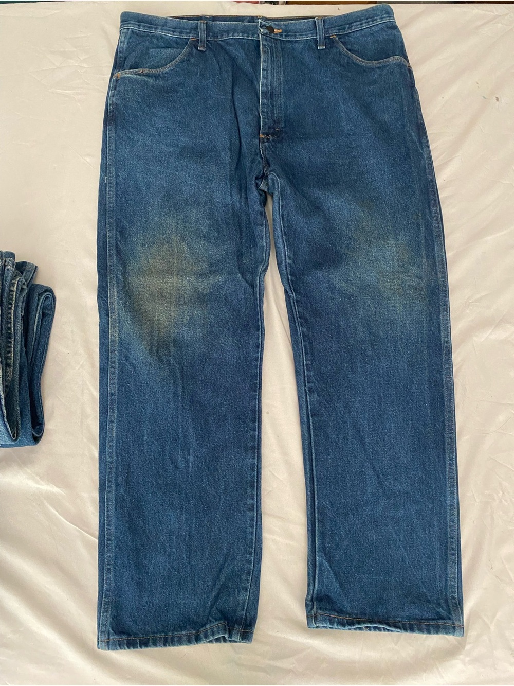 Vintage Rustler Straight Leg Jeans – 100% Cotton Workwear Denim (Size 42x30)